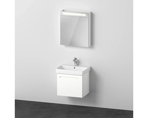 Badmöbel-Set DURAVIT No.1 BxHxT 60 x 200 x 45 cm Frontfarbe weiß mit Waschtisch weiß und Waschtischunterschrank mit Innenschubkasten Spiegelschrank rechts mit LED-Beleuchtung N10165R18180000 Badezimmer Waschbecken mit Unterschrank und Spiegelschrank mit Beleuchtung