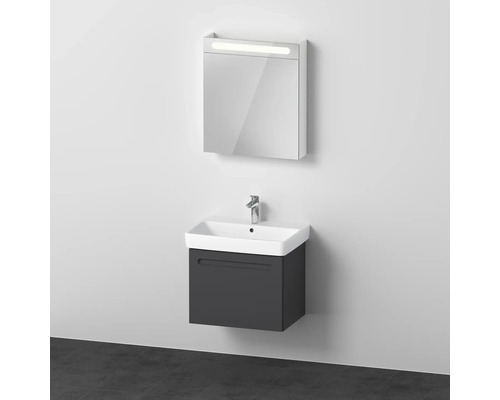 Badmöbel-Set DURAVIT No.1 BxHxT 65 x 200 x 45 cm Frontfarbe graphit mit Waschtisch weiß und Waschtischunterschrank mit Innenschubkasten Spiegelschrank links mit LED-Beleuchtung N10167L49490000 Badezimmer Waschtischkombination mit Spiegelschrank
