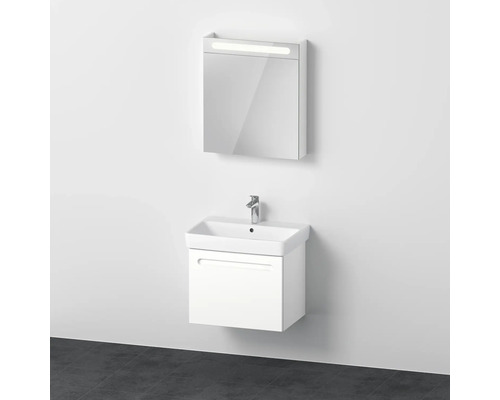 Badmöbel-Set DURAVIT No.1 BxHxT 65 x 200 x 45 cm Frontfarbe weiß mit Waschtisch weiß und Waschtischunterschrank mit Innenschubkasten Spiegelschrank rechts mit LED-Beleuchtung N10167R18180000