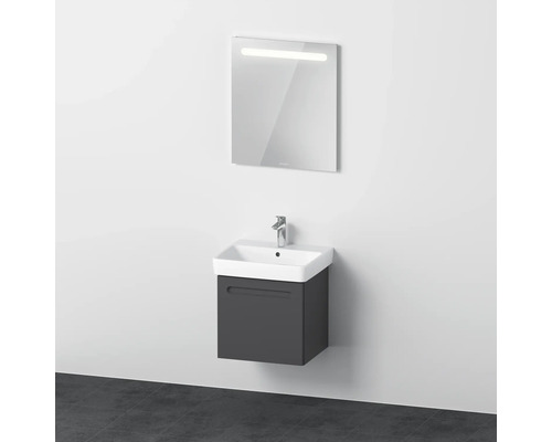 Badmöbel-Set DURAVIT No.1 BxHxT 55 x 200 x 45 cm Frontfarbe graphit mit Waschtisch weiß und Waschtischunterschrank Spiegel mit LED-Beleuchtung N10152049490000 Badezimmer mit Waschbecken, Unterschrank und Spiegel mit Beleuchtung