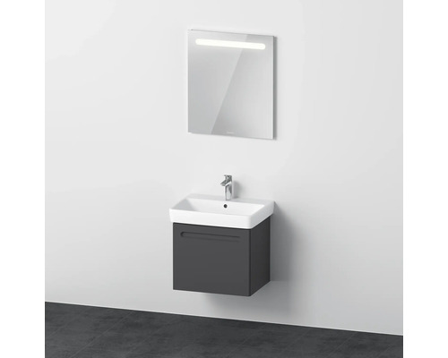 Badmöbel-Set DURAVIT No.1 BxHxT 60 x 200 x 45 cm Frontfarbe graphit mit Waschtisch weiß und Waschtischunterschrank Spiegel mit LED-Beleuchtung N10154049490000 Waschtisch mit Unterschrank und Spiegel mit Beleuchtung im Badezimmer