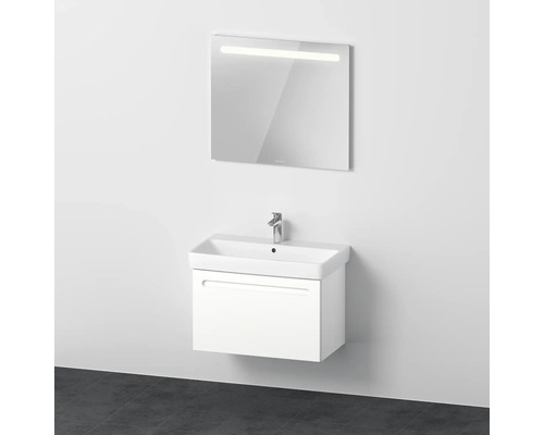 Badmöbel-Set DURAVIT No.1 BxHxT 80 x 200 x 45 cm Frontfarbe weiß mit Waschtisch weiß und Waschtischunterschrank Spiegel mit LED-Beleuchtung N10158018180000