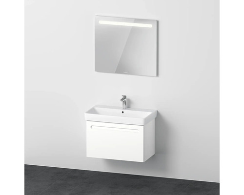 Badmöbel-Set DURAVIT No.1 BxHxT 80 x 200 x 45 cm Frontfarbe weiß mit Waschtisch weiß und Waschtischunterschrank Spiegel mit LED-Beleuchtung N10158018180000 Waschtischkombination mit Spiegel und Unterschrank im Badezimmer