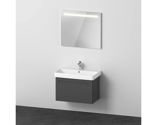 Badmöbel-Set DURAVIT No.1 BxHxT 80 x 200 x 45 cm Frontfarbe graphit mit Waschtisch weiß und Waschtischunterschrank Spiegel mit LED-Beleuchtung N10158049490000 Badezimmer mit Waschbeckenunterschrank und Spiegel mit Beleuchtung