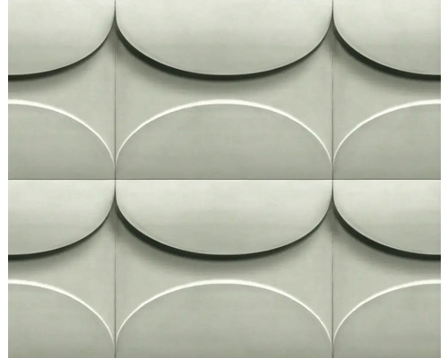 Vliestapete 34488 Shades Iconic 3D-Optik grün Nahaufnahme von strukturierten Wandpaneelen mit Halbmondmuster