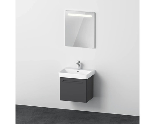 Badmöbel-Set DURAVIT No.1 BxHxT 60 x 200 x 45 cm Frontfarbe graphit mit Waschtisch weiß und Waschtischunterschrank mit Innenschubkasten Spiegel mit LED-Beleuchtung N10164049490000 Badezimmer Waschbecken mit Unterschrank und Spiegel mit Beleuchtung