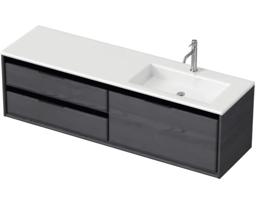 Badmöbel-Set Sanox Loft BxHxT 160,5 x 47 x 45,5 cm Frontfarbe black oak 2-teilig mit Waschtisch Mineralguss Becken rechts Badmöbel-Set Sanox Loft BxHxT 160,5 x 47 x 45,5 cm Frontfarbe black oak 2-teilig mit Waschtisch Mineralguss Becken rechts