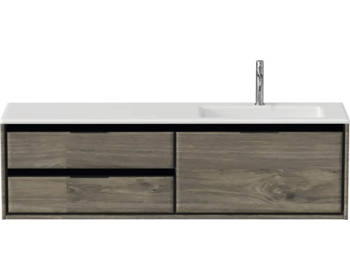 Badmöbel-Set Sanox Loft BxHxT 160,5 x 47 x 45,5 cm Frontfarbe espresso 2-teilig mit Waschtisch Mineralguss Becken rechts Badmöbel-Set Sanox Loft BxHxT 160,5 x 47 x 45,5 cm Frontfarbe espresso 2-teilig mit Waschtisch Mineralguss Becken rechts