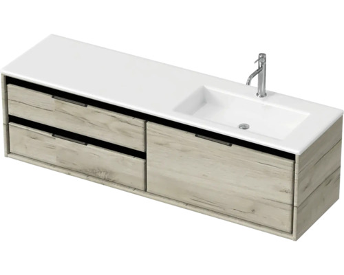 Badmöbel-Set Sanox Loft BxHxT 160,5 x 47 x 45,5 cm Frontfarbe craft oak 2-teilig mit Waschtisch Mineralguss Becken rechts Badmöbel-Set Sanox Loft BxHxT 160,5 x 47 x 45,5 cm Frontfarbe craft oak 2-teilig mit Waschtisch Mineralguss Becken rechts