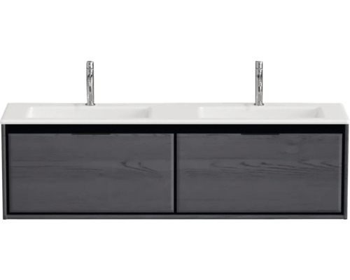 Doppelwaschtischunterschrank mit zwei Waschbecken und zwei Armaturen