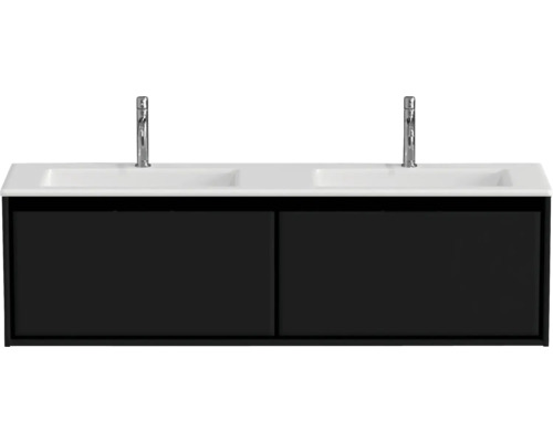 Doppelwaschbecken mit Unterschrank Sanox LOFT BxHxT 160.5x47x45.5 cm Frontfarbe schwarz matt 84754532 Doppelwaschbecken mit Unterschrank Sanox LOFT BxHxT 160.5x47x45.5 cm Frontfarbe schwarz matt 84754532