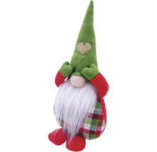 Dekorativer Zwerg mit Herz und kariertem Muster für die Weihnachtszeit