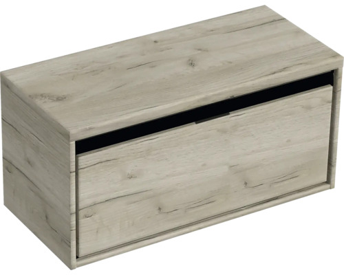 Holzfarbener Waschtischunterschrank mit Schublade