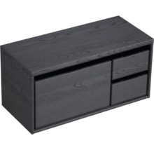 Waschtischunterschrank Sanox Loft BxHxT 100,2 x 48,6 cm x 45 cm Frontfarbe black oak mit Waschtischplatte 2 Schubkästen rechts
