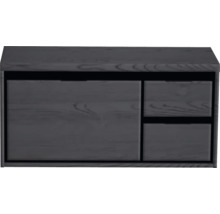 Waschtischunterschrank Sanox Loft BxHxT 100,2 x 48,6 cm x 45 cm Frontfarbe black oak mit Waschtischplatte 2 Schubkästen rechts