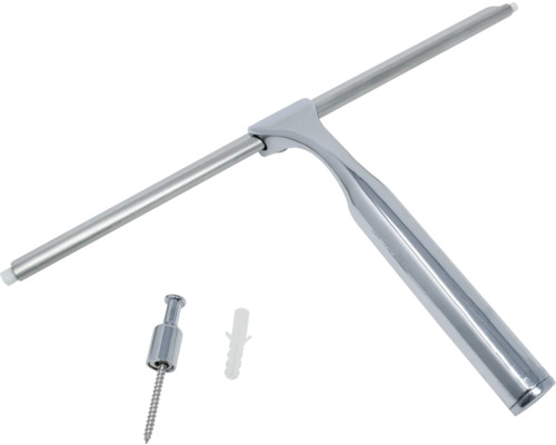 Duschabzieher aus Metall mit Wandhalterung und Befestigungsmaterial