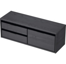 Waschtischunterschrank Sanox Loft BxHxT 140,2 x 48,6 cm x 45 cm Frontfarbe black oak mit Waschtischplatte 2 Auszüge links