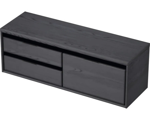 Waschtischunterschrank Sanox Loft BxHxT 140,2 x 48,6 cm x 45 cm Frontfarbe black oak mit Waschtischplatte 2 Auszüge links