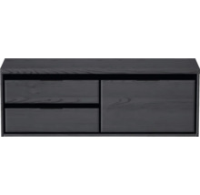 Waschtischunterschrank Sanox Loft BxHxT 140,2 x 48,6 cm x 45 cm Frontfarbe black oak mit Waschtischplatte 2 Auszüge links
