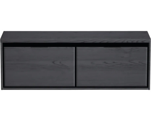 Waschtischunterschrank Sanox Loft BxHxT 140,2 x 48,6 cm x 45 cm Frontfarbe black oak mit Waschtischplatte