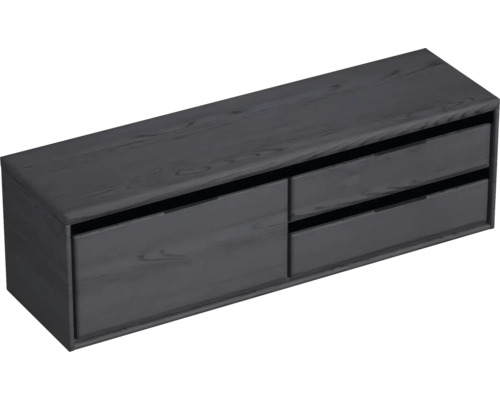 Waschtischunterschrank Sanox Loft BxHxT 160,2 x 48,6 cm x 45 cm Frontfarbe black oak mit Waschtischplatte 2 Auszüge rechts