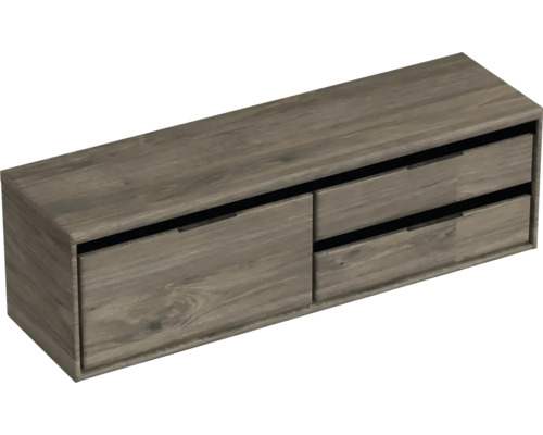 Waschtischunterschrank Sanox Loft BxHxT 160,2 x 48,6 cm x 45 cm Frontfarbe espresso mit Waschtischplatte 2 Auszüge rechts