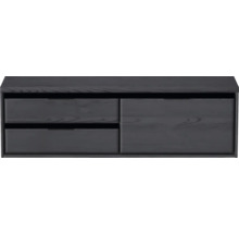 Waschtischunterschrank Sanox Loft BxHxT 160,2 x 48,6 cm x 45 cm Frontfarbe black oak mit Waschtischplatte 2 Auszüge links