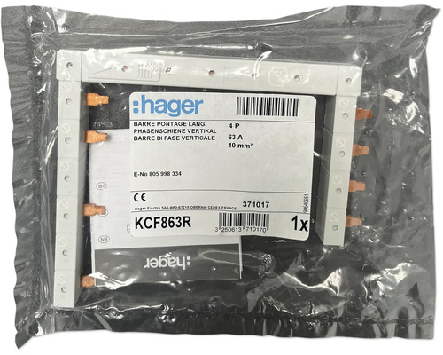 Hager KCF863R Phasenschiene, vierpolig, 63 Ampere, 10 Quadratmillimeter im Paket