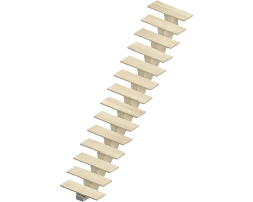Pertura Mittelholmtreppe Agape Sioux White 90 cm Valchromat (Holzfaser) Eiche furniert Geölt 14 Stufen 15 Steigungen