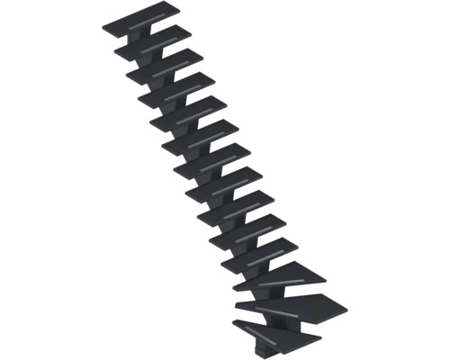Pertura Mittelholmtreppe Agape Schwarz 1/4-gewendelt unten links 90 cm Valchromat (Holzfaser) Geölt 14 Stufen / 15 Steigungen