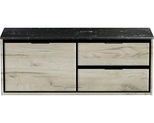 Waschtischunterschrank mit Schubladen und Steinplatte