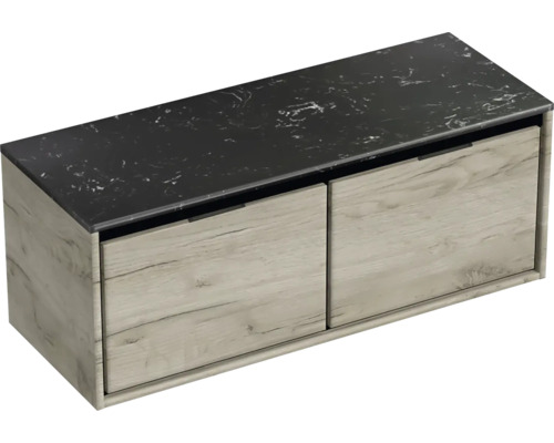 Waschtischunterschrank mit zwei Schubladen und Steinplatte