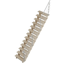 Holztreppe mit Edelstahlgeländer