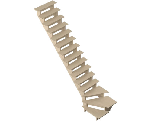 Pertura Wangentreppe Linos Eiche ohne Setzstufen Lackiert 1/4-gewendelt unten links 85 cm 15 Stufen / 16 Steigungen Pertura Wangentreppe Linos Eiche ohne Setzstufen Lackiert 1/4-gewendelt unten links 85 cm 15 Stufen / 16 Steigungen