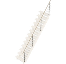 Treppe mit Geländer aus Holz und Edelstahl