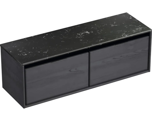 Waschtischunterschrank mit zwei Schubladen und Steinplatte