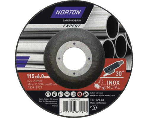 Expert Schruppscheibe Norton Metal Ø 115x22,23 mm Norton Saint Gobain Expert Trennscheibe 115x6,0 Millimeter für Metall und Edelstahl