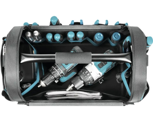 Geöffnete Werkzeugtasche mit Werkzeugen