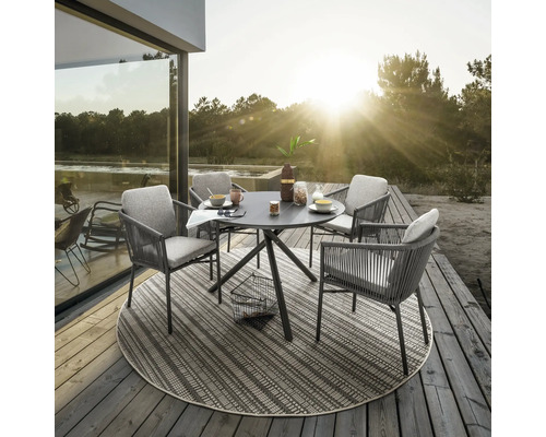 Gartenmöbelset Dining-Set Destiny LUCCA BARLETTA 4 -Sitzer bestehend aus: 4 Sessel, Tisch Aluminium Kunststoff Grau Anthrazit