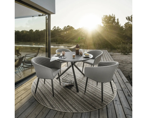 Gartenmöbelset Dining-Set Destiny MODENA BARLETTA 4 -Sitzer bestehend aus: 4 Sessel, Tisch Aluminium Kunststoff Grau Anthrazit