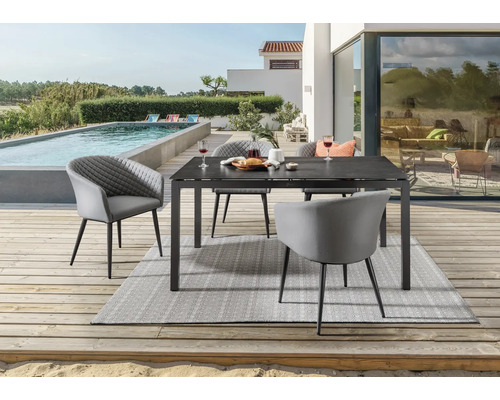 Gartenmöbelset Dining-Set Destiny MODENA CREMONA 4 -Sitzer bestehend aus: 4 Sessel, Tisch Aluminium Kunststoff Keramik Glas Grau Anthrazit
