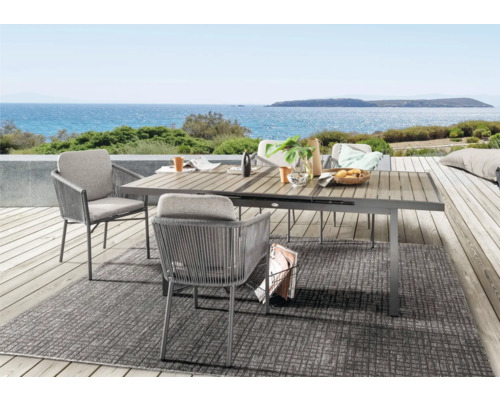 Gartenmöbelset Dining-Set Destiny LUCCA IMOLA 4 -Sitzer bestehend aus: 4 Sessel, Tisch Aluminium Kunststoff Grau
