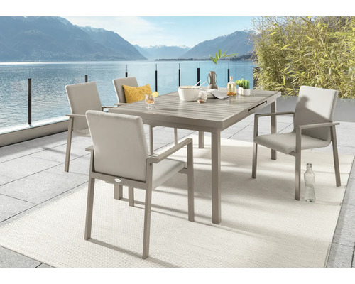 Gartenmöbelset Dining-Set Destiny TORINO IMOLA 4 -Sitzer bestehend aus: 4 Sessel, Tisch Aluminium Kunststoff Beige Naturbelassen