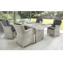 Sitzgruppe Destiny LUNA 4 Sessel + Tisch 165x90x75cm, Polyrattan, vintage weiß