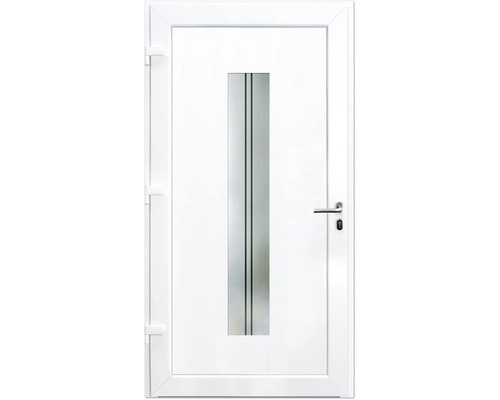 Weiße Haustür mit Glaseinsatz