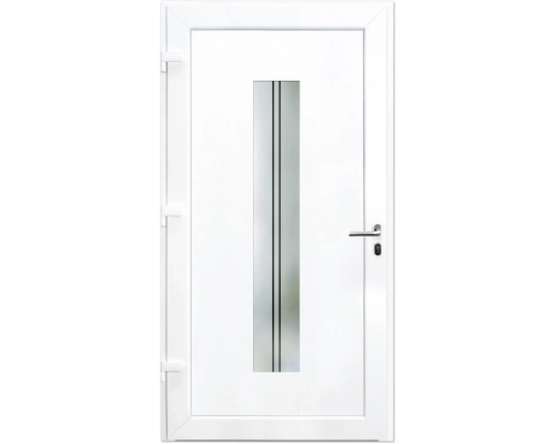 Weiße Tür mit Glaseinsatz