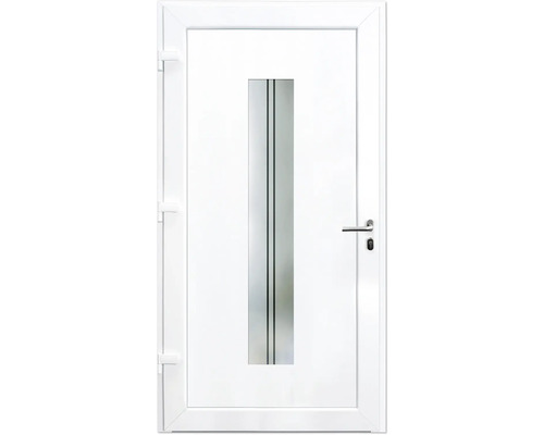 Weiße Haustür mit Glaseinsatz