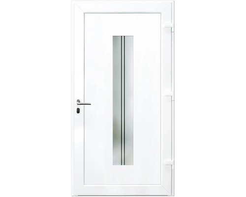 Weiße Haustür mit Glasausschnitt