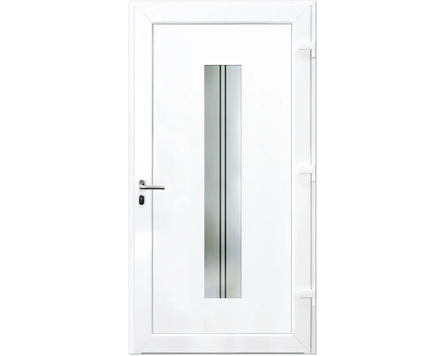 Weiße Haustür mit Glaseinsatz