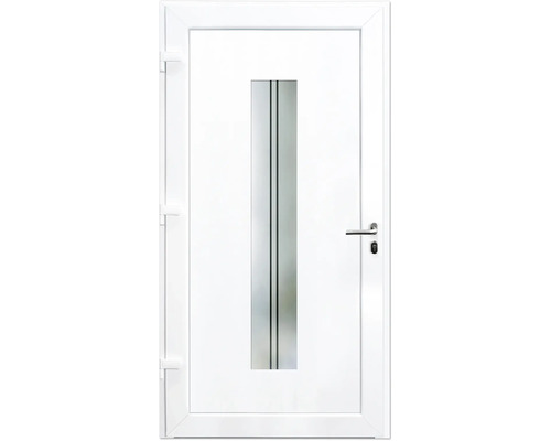 Weiße Tür mit Glaseinsatz